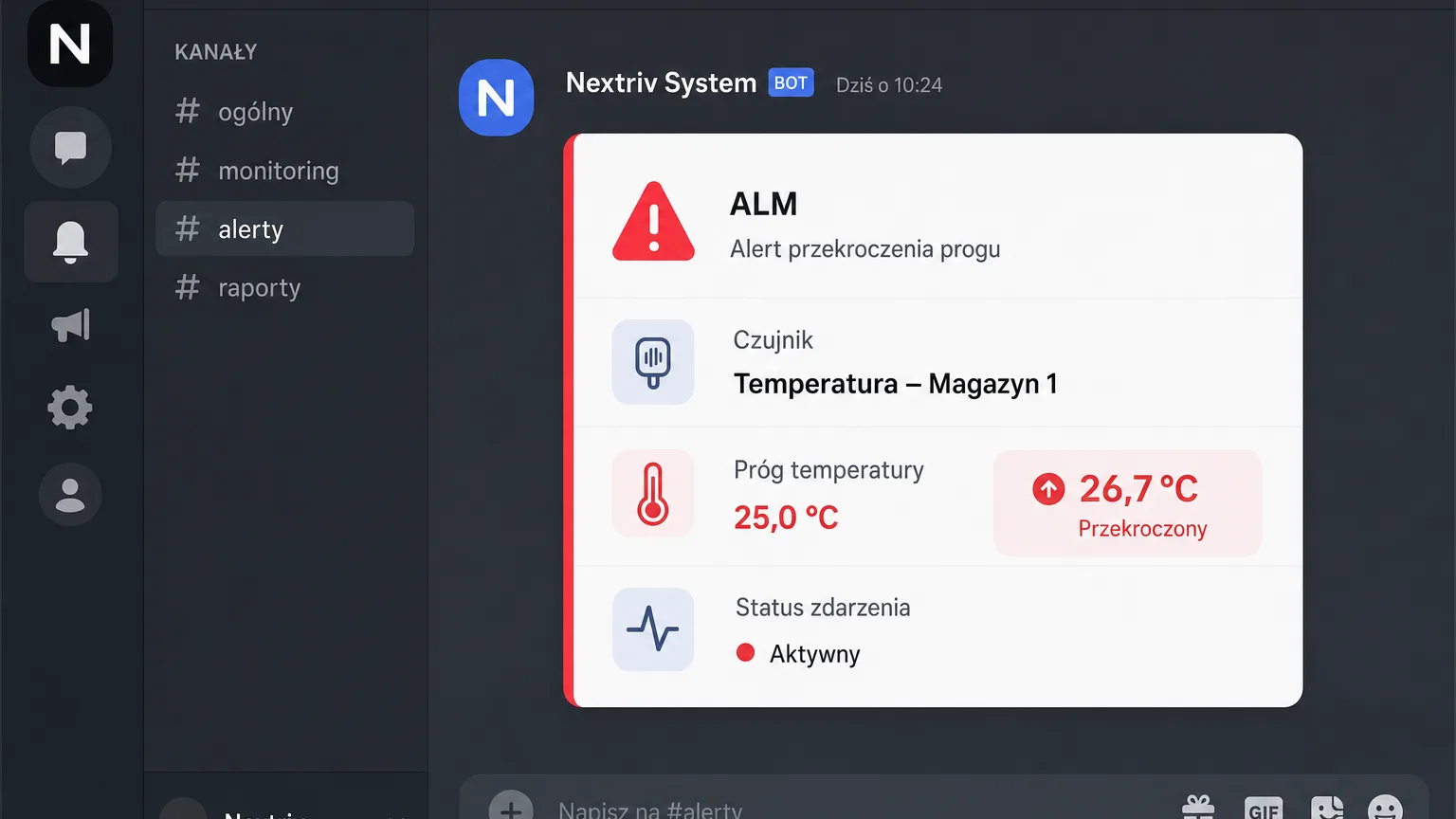 Nextriv alert card on a DevOps team's Discord channel