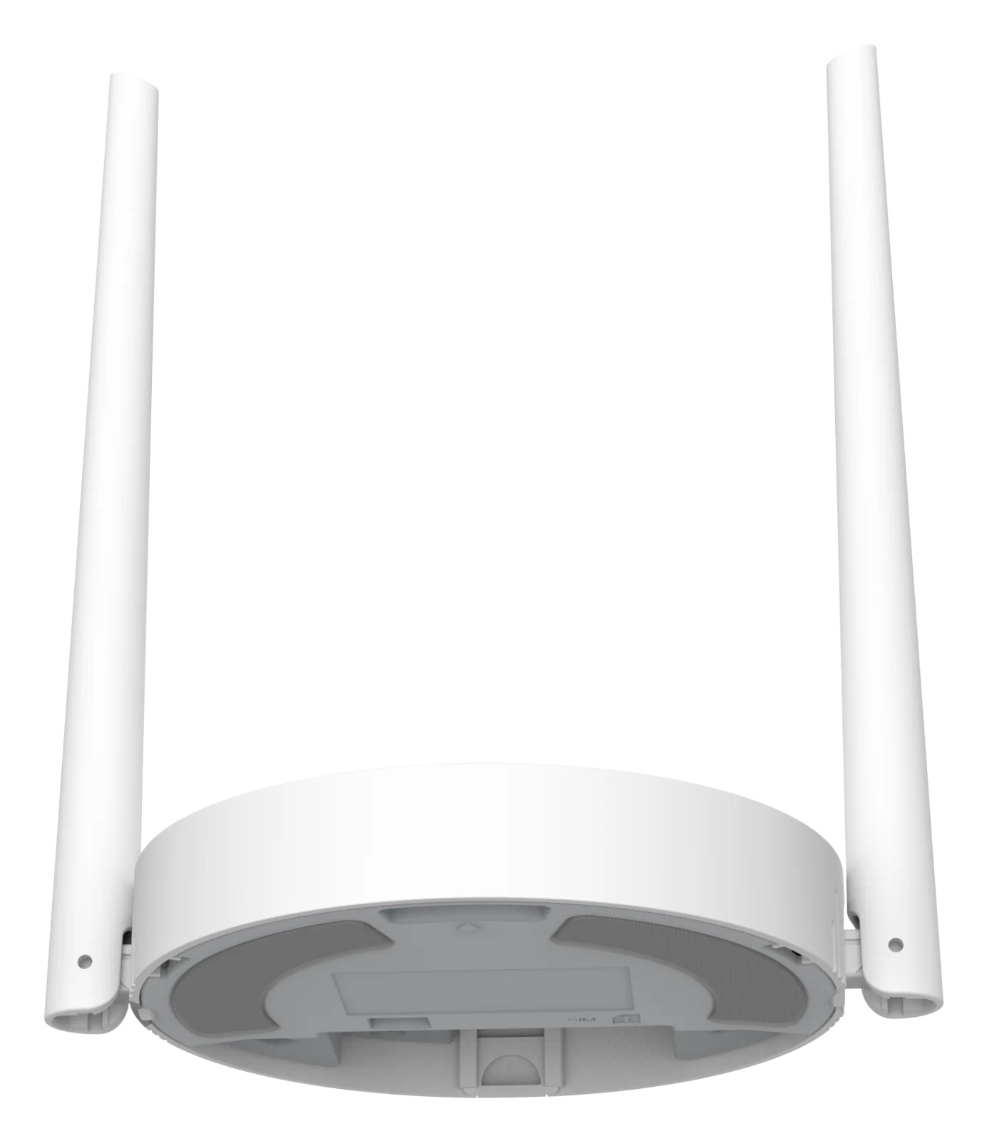 Nextriv Hub Mini at an angle — round, unobtrusive housing with two antennas