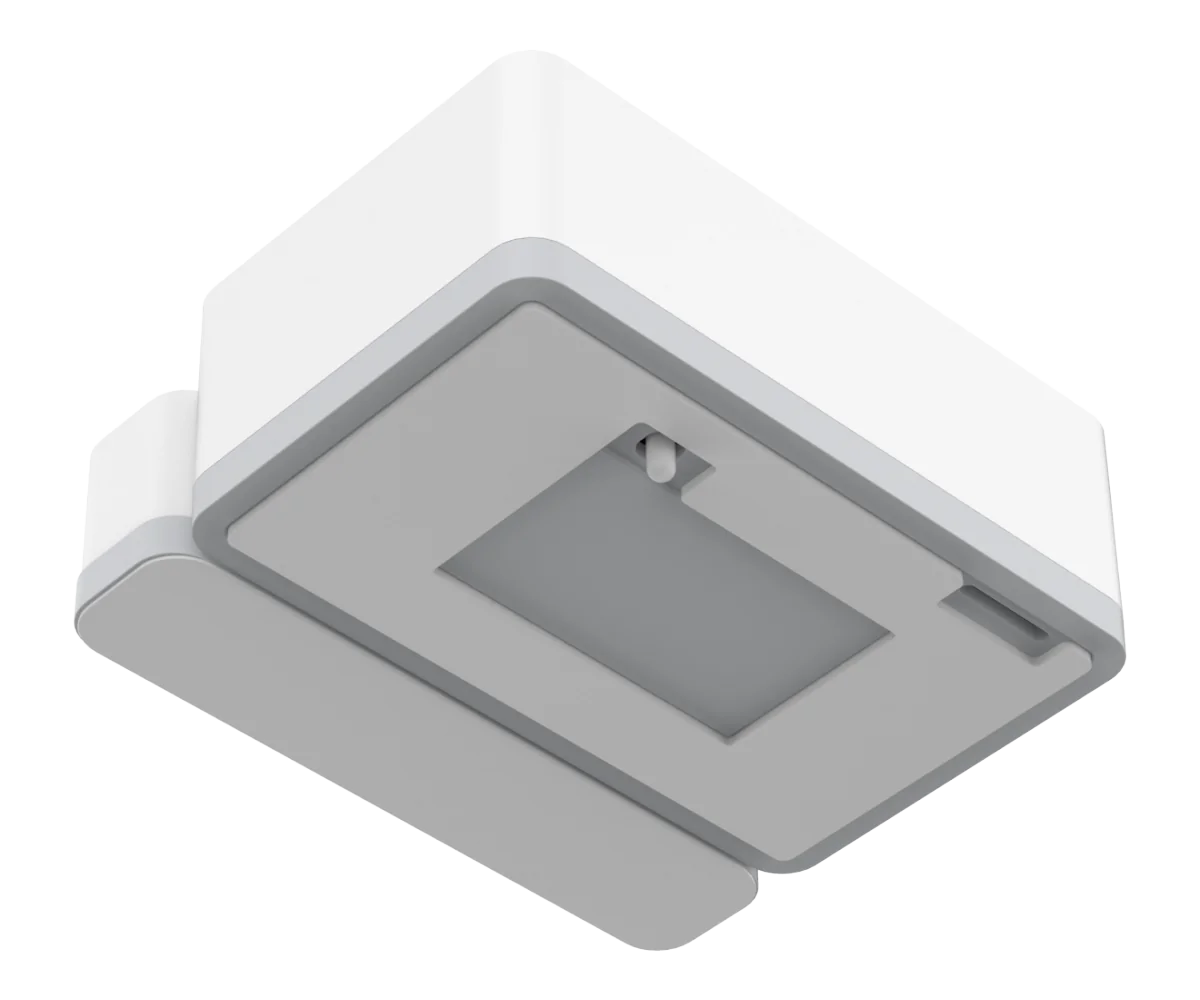 Underside of Nextriv Sense Door with mounting pad and tamper button