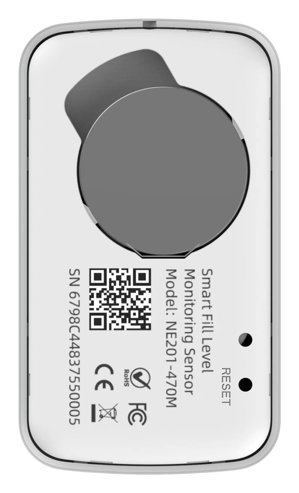 Underside of the Nextriv Sense Level with the laser distance sensor that measures supply level
