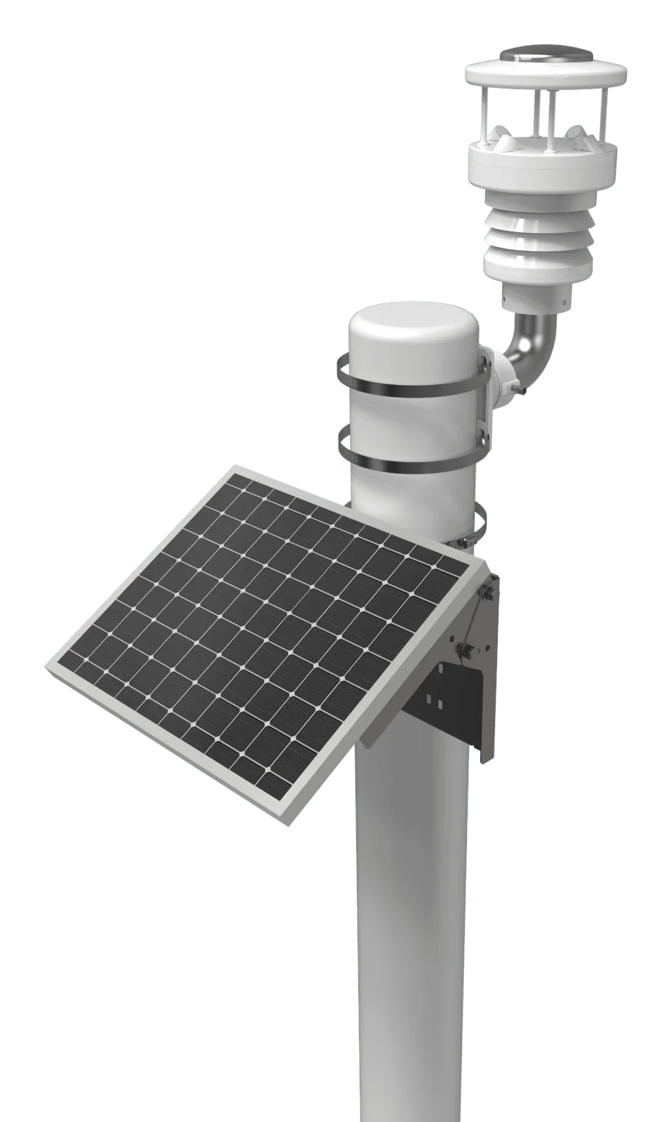 Nextriv Weather Pro station on a mast with its photovoltaic panel