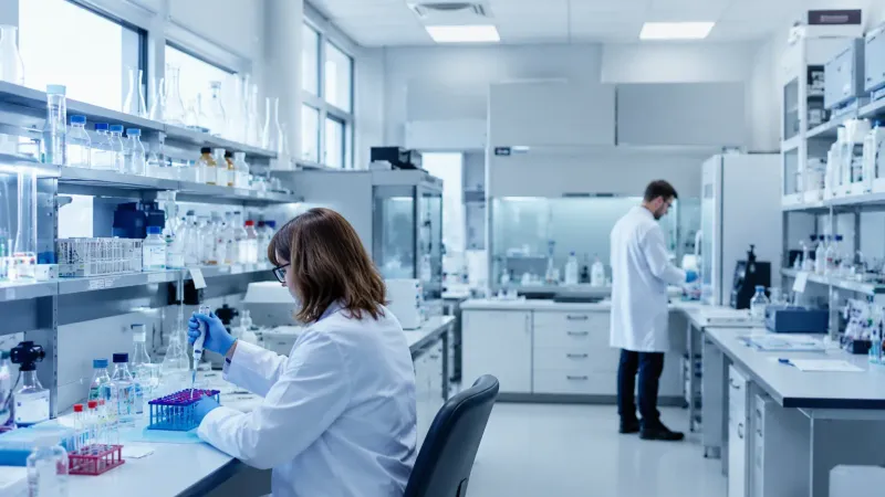Laboratory workstation with research equipment