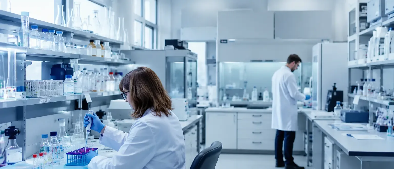 Laboratory workstation with research equipment