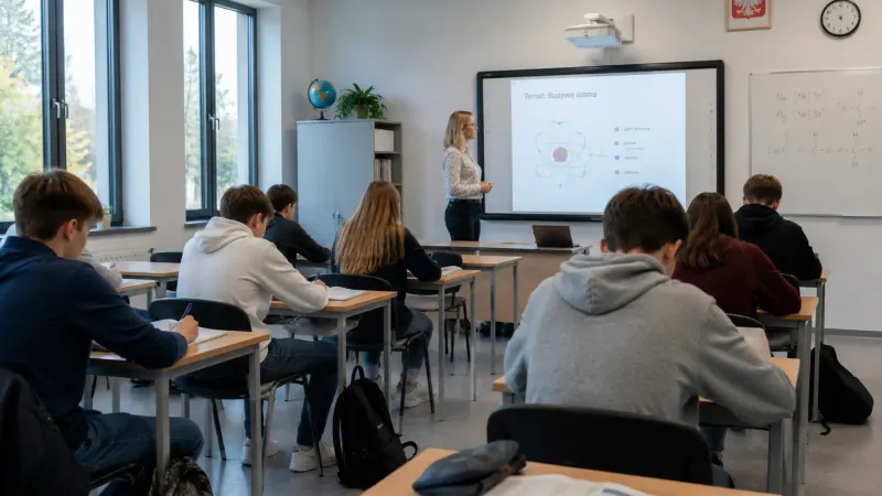 Classroom with school desks